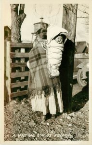 RPPC Postcard 193. Native American Son of Nevada, Mother w/ Baby in Cradle Board