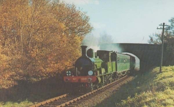 LSWR 4-4-2T Adams Radial 488 Engine Bluebell Railway Sussex Train Postcard