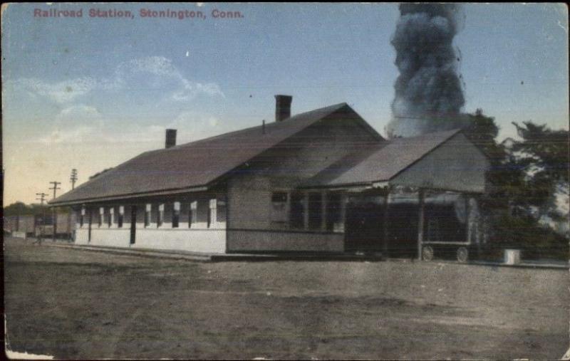 Stonington CT RR Train Station Depot c1910 Postcard