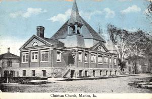 Marion Iowa Christian Church Street View Antique Postcard K14474 