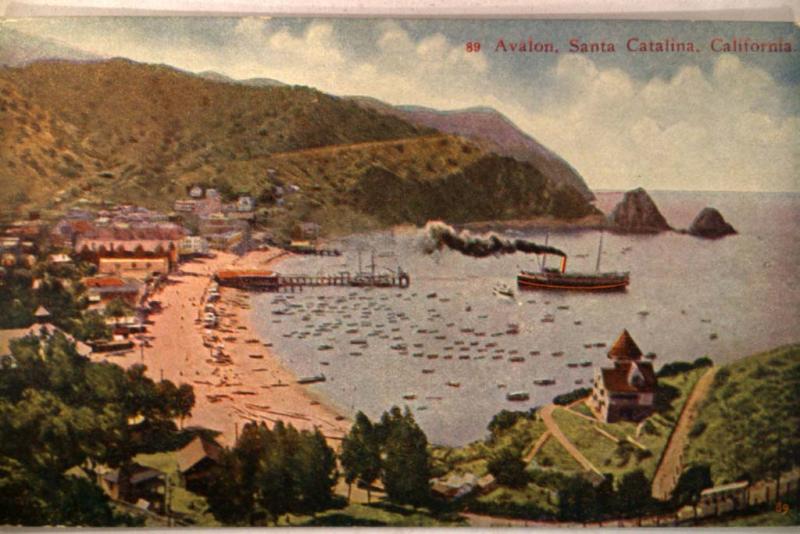 pre-1920 Unused BOAT IN AVALON HARBOR Catalina Island California CA card v1058