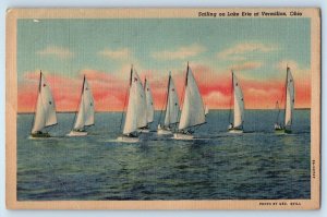 1954 Vermilion Ohio OH Vintage Postcard Sailing Lake Erie Eastern Gateway Posted