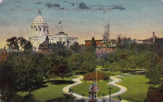 Minnesota Saint Paul Central Park Saint Paul State Capitol In Distance 1911