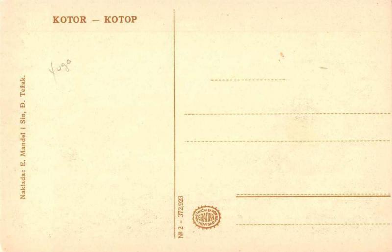 Kotor Yugoslavia Birds Eye View Antique Postcard J65981