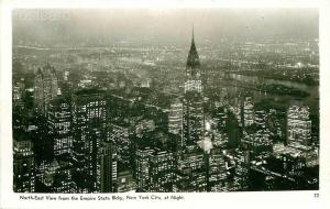 NY, New York City, North East View, Empire State Bldg., Night, Mainzer, RPPC