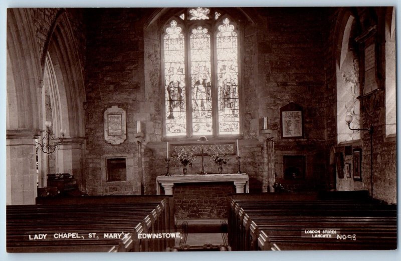 Edwinstowe Nottinghamshire England Postcard Lady Chapel St c1910 RPPC Photo