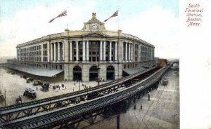 South Terminal Station, Boston, MA, USA Railroad Train Depot 1907 light corne...