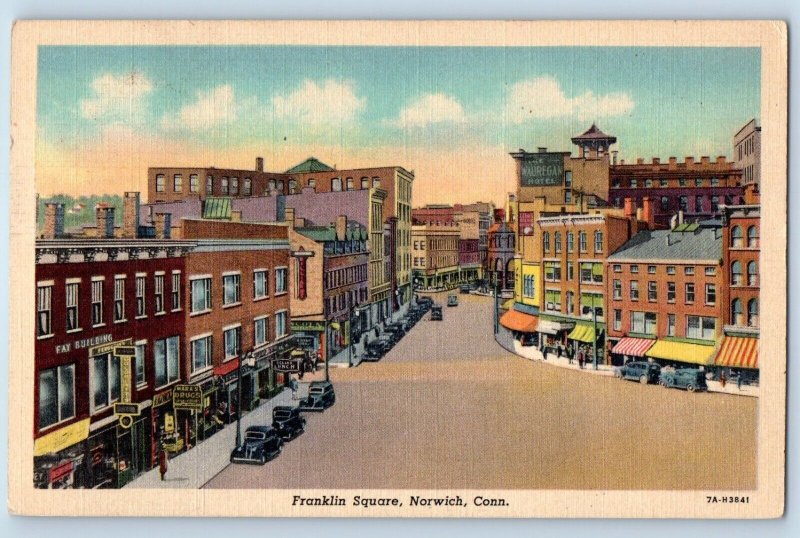 Norwich Connecticut Postcard Franklin Square Exterior View c1944 Vintage Antique