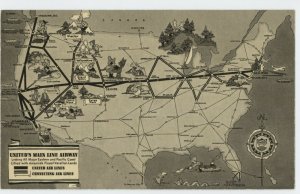 UNITED AIRLINES VINTAGE MAP Route Airline Issued Postcard