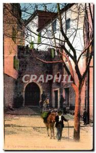 Old Postcard La Turbie Roman Portal Donkey Donkey