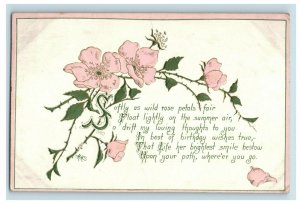 c.1910 G.K. Prince Lovely Poem Pink Flowers Vintage Postcard F51