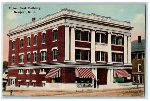 c1920s Citizen Bank Building Exterior Shops Scene Newport NH Unposted Postcard