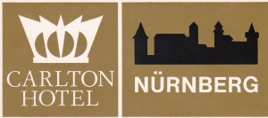 Germany Nuerberg Carlton Hotel Vintage Luggage Label sk2345