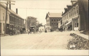 Searsport Maine ME Street Scene Horse and Carriage Bicycle c1910 RPPC PC