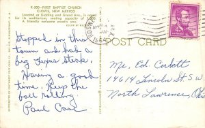 Clovis New Mexico 1964 Postcard First Baptist Church