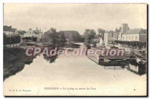 Old Postcard The Loing Nemours Upstream Du Pont