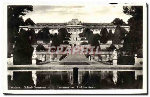 Old Postcard Potsdam Sanssouci Schlob md Terrassen und Goldfischteich