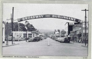 Broadway Burlingame California Downtown Mailed 1946