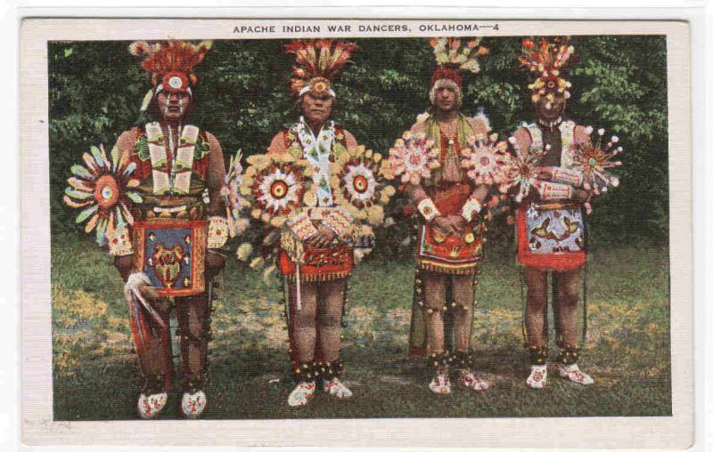 Apache Indian Native American War Dancers Oklahoma postcard