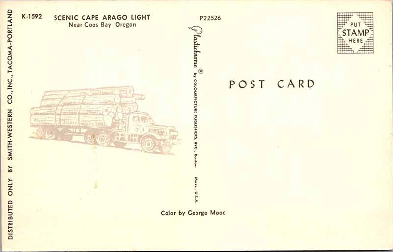 Postcard LIGHTHOUSE SCENE Coos Bay Oregon OR AM4376