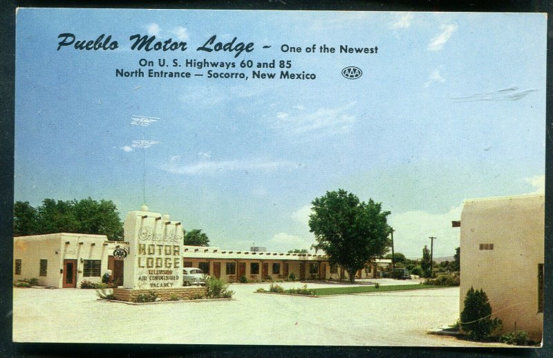 Pueblo Motor Lodge Socorro New Mexico nm chrome postcard