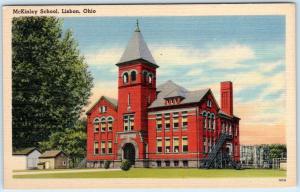 LISBON, Ohio  OH   McKINLEY SCHOOL  ca 1940s Linen   Postcard