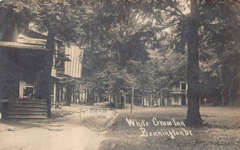 RPPC WHITE CROW INN BENNINGTON VERMONT REAL PHOTO POSTCARD 1909