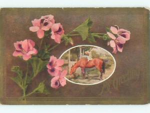 Divided-Back HORSE SCENE Great Postcard AA9406