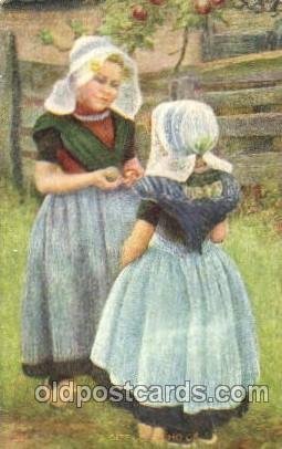 Dutch Children 1909 light corner wear, postal used 1909