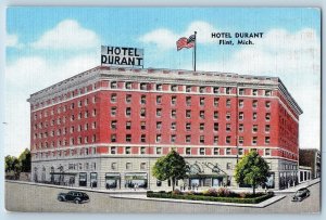 c1940's Durant Hotel & Restaurant Classic Cars Signage Flint Michigan Postcard