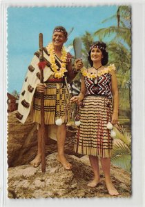 New Zealand Maori Couple Polynesian Cultural Center c1960s Vintage Postcard