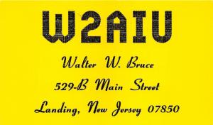 Landing New Jersey~W2AIU Radio Card of Walter W Bruce on Main Street~1969