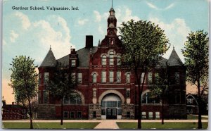 1920's Gardner School Valparaiso Indiana IN Front Building Posted Postcard