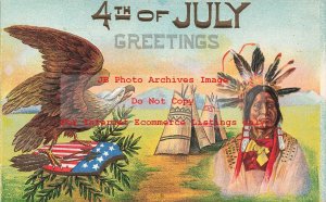 July 4th, Unknown No UP04-1, Eagle on Patriotic Shield with Native American