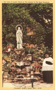 Vintage Postcard 1930's Our Lady Of Lourdes Shrine Good Shepherd Convent Euclid