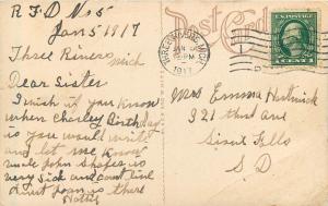 c1915 Postcard; St. Joe River Dam, Three Rivers MI, St. Joseph County Posted