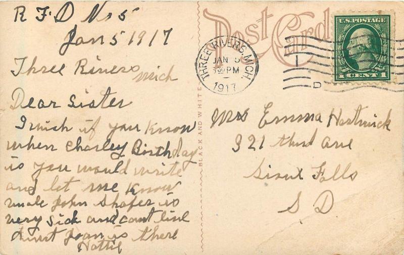 c1915 Postcard; St. Joe River Dam, Three Rivers MI, St. Joseph County Posted