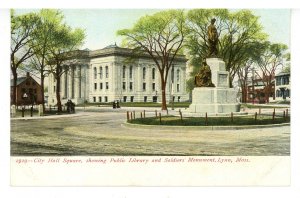 MA - Lynn. City Hall Square, Public Library, Soldiers' Monument