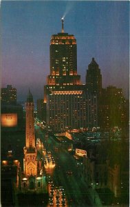 Illinois Chicago Night Magnificent Mile Crocker Standard Postcard 22-3635