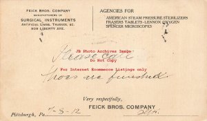 Postal Card, McKinley Scott UX24, Feick Brothers, Pittsburgh PA