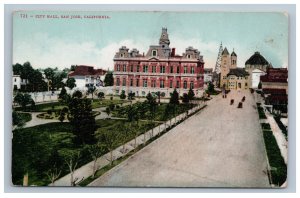 c.1907 San Jose CA City Hall Postcard California South Market Street