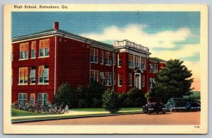 Vintage Georgia Postcard -  High School   Statesboro  1952