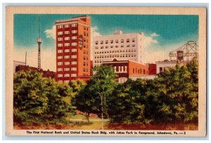 c1940's The First National Bank and US Bank Building, Johnstown PA Postcard 