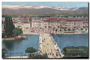 Old Postcard Geneve Mont Blanc Bridge The Quai du Mont Blanc