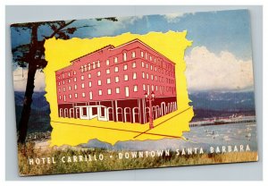 Vintage 1957 Advertising Postcard Hotel Carrillo Downtown Santa Barbara