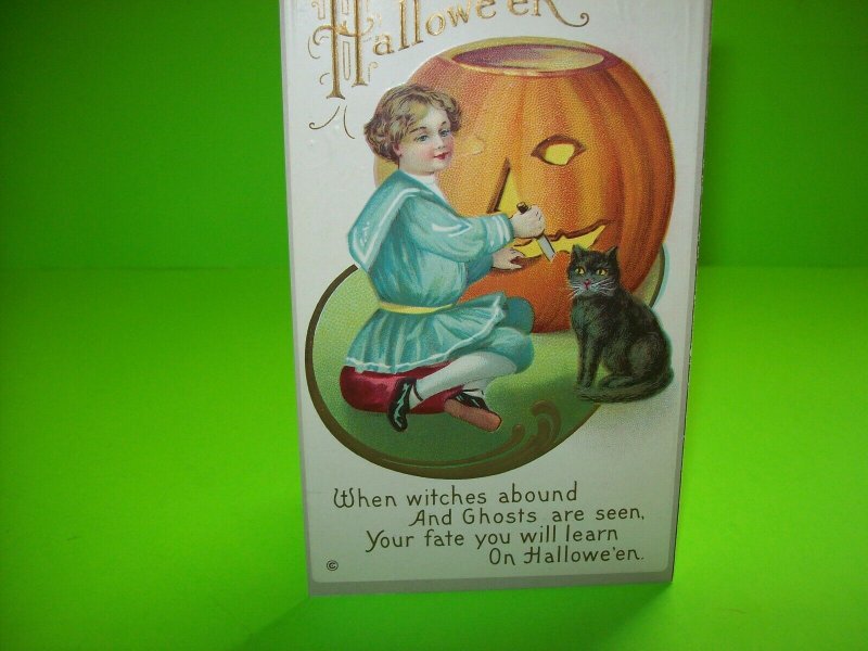 Halloween Postcard Original Stecher Black Cat Witches Abound 226 D Embossed Art