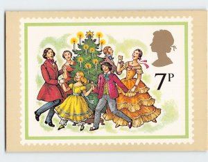 Postcard A Victorian carol singing scene, 7P Commemorative Stamp