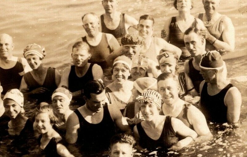 Vintage 1922 RPPC Postcard - Group Photo People in Bathing Suits Utah