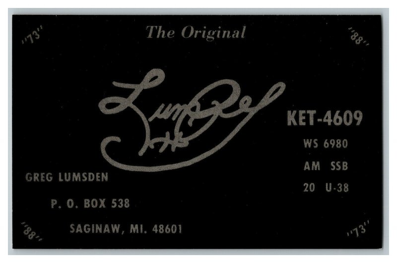 Postcard QSL Radio Card From Saginaw MI Michigan KET-4609 