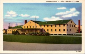 Linen Postcard Service Club No 2 Camp Fort Campbell Kentucky Tennessee